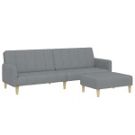 vidaXL Canapea extensibilă cu taburet, 2 locuri, gri deschis, textil