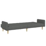 vidaXL Canapea extensibilă cu taburet, 2 locuri, gri închis, textil vidaXL Canapea extensibilă cu taburet, 2 locuri, gri închis, textil