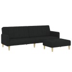 vidaXL Canapea extensibilă cu taburet, 2 locuri, negru, textil vidaXL Canapea extensibilă cu taburet, 2 locuri, negru, textil