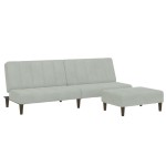 vidaXL Canapea extensibilă cu taburet, 2 locuri, gri deschis, catifea
