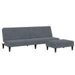 vidaXL Canapea extensibilă cu taburet, 2 locuri, gri închis, catifea