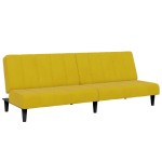 vidaXL Canapea extensibilă cu taburet, 2 locuri, galben, catifea