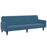 vidaXL Canapea extensibilă cu 2 locuri și taburet, albastru, catifea vidaXL Canapea extensibilă cu 2 locuri și taburet, albastru, catifea