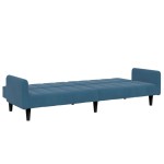 vidaXL Canapea extensibilă cu 2 locuri și taburet, albastru, catifea vidaXL Canapea extensibilă cu 2 locuri și taburet, albastru, catifea