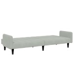 vidaXL Canapea extensibilă cu taburet, 2 locuri, gri deschis, catifea