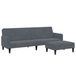 vidaXL Canapea extensibilă cu taburet, 2 locuri, gri închis, catifea