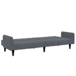 vidaXL Canapea extensibilă cu taburet, 2 locuri, gri închis, catifea