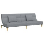 vidaXL Canapea extensibilă cu taburet, 2 locuri, gri deschis, textil
