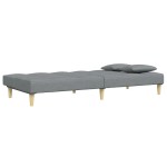 vidaXL Canapea extensibilă cu taburet, 2 locuri, gri deschis, textil