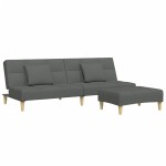 vidaXL Canapea extensibilă cu taburet, 2 locuri, gri închis, textil vidaXL Canapea extensibilă cu taburet, 2 locuri, gri închis, textil