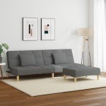 vidaXL Canapea extensibilă cu taburet, 2 locuri, gri închis, textil vidaXL Canapea extensibilă cu taburet, 2 locuri, gri închis, textil