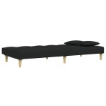 vidaXL Canapea extensibilă cu taburet, 2 locuri, negru, textil vidaXL Canapea extensibilă cu taburet, 2 locuri, negru, textil