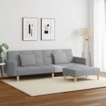 vidaXL Canapea extensibilă cu taburet, 2 locuri, gri deschis, textil vidaXL Canapea extensibilă cu taburet, 2 locuri, gri deschis, textil