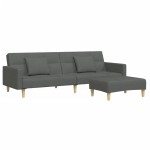 vidaXL Canapea extensibilă cu taburet, 2 locuri, gri închis, textil vidaXL Canapea extensibilă cu taburet, 2 locuri, gri închis, textil