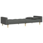 vidaXL Canapea extensibilă cu taburet, 2 locuri, gri închis, textil vidaXL Canapea extensibilă cu taburet, 2 locuri, gri închis, textil
