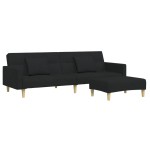 vidaXL Canapea extensibilă cu taburet, 2 locuri, negru, textil vidaXL Canapea extensibilă cu taburet, 2 locuri, negru, textil