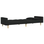 vidaXL Canapea extensibilă cu taburet, 2 locuri, negru, textil vidaXL Canapea extensibilă cu taburet, 2 locuri, negru, textil