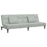 vidaXL Canapea extensibilă cu taburet, 2 locuri, gri deschis, catifea