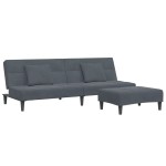 vidaXL Canapea extensibilă cu taburet, 2 locuri, gri închis, catifea