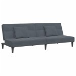 vidaXL Canapea extensibilă cu taburet, 2 locuri, gri închis, catifea