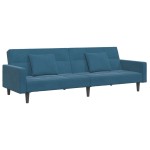 vidaXL Canapea extensibilă cu 2 locuri și taburet, albastru, catifea vidaXL Canapea extensibilă cu 2 locuri și taburet, albastru, catifea