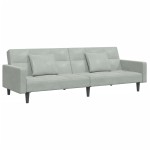 vidaXL Canapea extensibilă cu taburet, 2 locuri, gri deschis, catifea