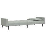 vidaXL Canapea extensibilă cu taburet, 2 locuri, gri deschis, catifea