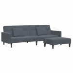 vidaXL Canapea extensibilă cu taburet, 2 locuri, gri închis, catifea vidaXL Canapea extensibilă cu taburet, 2 locuri, gri închis, catifea