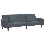 vidaXL Canapea extensibilă cu taburet, 2 locuri, gri închis, catifea vidaXL Canapea extensibilă cu taburet, 2 locuri, gri închis, catifea