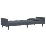 vidaXL Canapea extensibilă cu taburet, 2 locuri, gri închis, catifea vidaXL Canapea extensibilă cu taburet, 2 locuri, gri închis, catifea