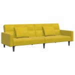 vidaXL Canapea extensibilă cu taburet, 2 locuri, galben, catifea