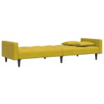 vidaXL Canapea extensibilă cu taburet, 2 locuri, galben, catifea