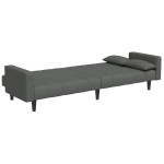 vidaXL Canapea extensibilă cu taburet, 2 locuri, gri închis, textil vidaXL Canapea extensibilă cu taburet, 2 locuri, gri închis, textil