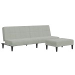 vidaXL Canapea extensibilă cu taburet, 2 locuri, gri deschis, catifea