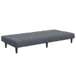 vidaXL Canapea extensibilă cu taburet, 2 locuri, gri închis, catifea