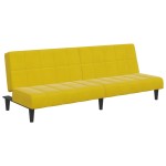 vidaXL Canapea extensibilă cu taburet, 2 locuri, galben, catifea