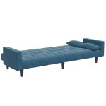 vidaXL Canapea extensibilă cu 2 locuri și taburet, albastru, catifea vidaXL Canapea extensibilă cu 2 locuri și taburet, albastru, catifea