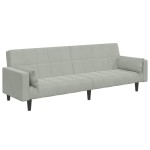 vidaXL Canapea extensibilă cu taburet, 2 locuri, gri deschis, catifea