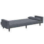 vidaXL Canapea extensibilă cu taburet, 2 locuri, gri închis, catifea