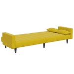 vidaXL Canapea extensibilă cu taburet, 2 locuri, galben, catifea