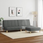 vidaXL Canapea extensibilă cu taburet, 2 locuri, gri închis, textil vidaXL Canapea extensibilă cu taburet, 2 locuri, gri închis, textil
