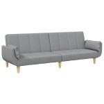 vidaXL Canapea extensibilă cu taburet, 2 locuri, gri deschis, textil