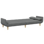 vidaXL Canapea extensibilă cu taburet, 2 locuri, gri închis, textil