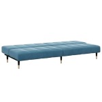 vidaXL Canapea extensibilă cu 2 locuri și taburet, albastru, catifea vidaXL Canapea extensibilă cu 2 locuri și taburet, albastru, catifea