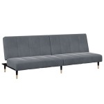 vidaXL Canapea extensibilă cu taburet, 2 locuri, gri închis, catifea vidaXL Canapea extensibilă cu taburet, 2 locuri, gri închis, catifea