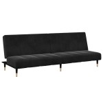 vidaXL Canapea extensibilă cu taburet, 2 locuri, negru, catifea vidaXL Canapea extensibilă cu taburet, 2 locuri, negru, catifea
