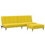 vidaXL Canapea extensibilă cu taburet, 2 locuri, galben, catifea
