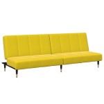 vidaXL Canapea extensibilă cu taburet, 2 locuri, galben, catifea