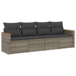 vidaXL Set canapea de grădină cu perne, 4 piese, gri, poliratan vidaXL Set canapea de grădină cu perne, 4 piese, gri, poliratan