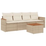 vidaXL Set canapele de grădină cu perne, 5 piese, bej, poliratan